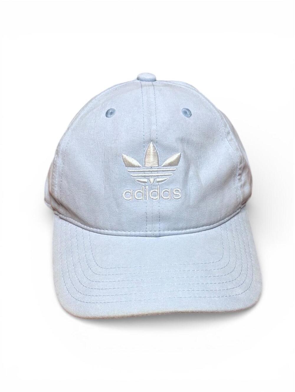Adidas Light Blue Faux Suede Logo Baseball Hat Adjustable Unisex